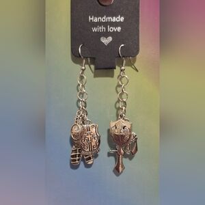 Armor of God Silver cascade drop earrings bible themed Hand-made Custom